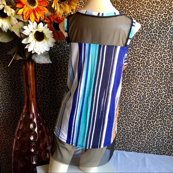 ❌SOLD❌🦋B2G1🦋NWT J Lo Mesh Hem Striped Tank MED - Picture 6 of 8